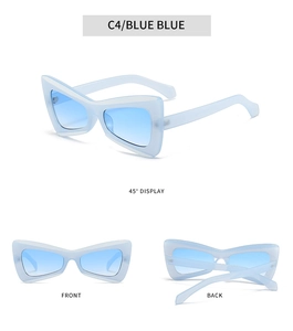 Detailed multi-angle view of C4 blue butterfly sunglasses with gradient lenses