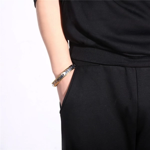 Classic gold and silver plated health bracelet for men with magnetic therapy link design
