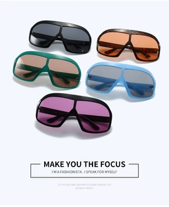Oversized shield sunglasses in five color combinations with wide temple design