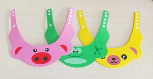 Adjustable EVA foam baby shampoo caps with ear protection in three animal designs