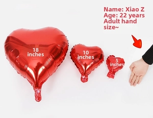 Three sizes of red heart-shaped foil balloons for wedding and party decorations