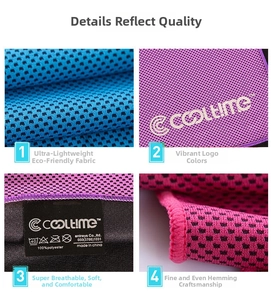 Close-up of breathable honeycomb mesh fabric and durable stitching of cooling towel
