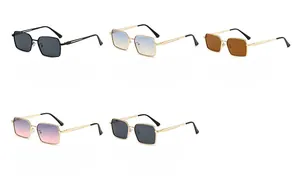 Catalogue détaillé de lunettes de soleil rétro en métal avec cinq combinaisons de couleurs