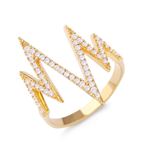 Gold-tone heartbeat ring featuring micro-pave AAA cubic zirconia for women