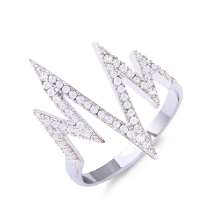 Sparkling heartbeat ring with micro-paved AAA zircons on silver stainless steel band