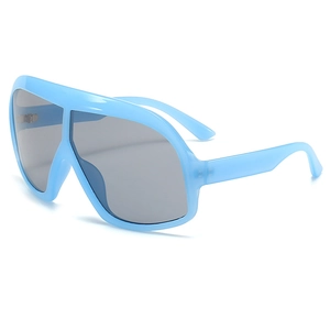 Fashionable oversized sky blue frame sunglasses with gray lenses for men and women