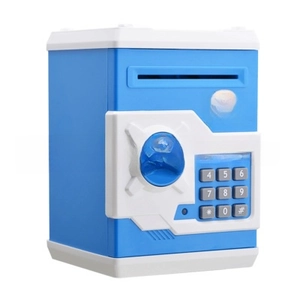 Close-up of ATM money bank with keypad, coin slot and manual rotary opening knob