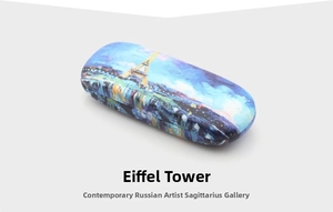 Artistic oil painting case with Eiffel Tower print and durable hard shell protection