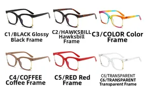 Selection of six stylish browline glasses in black, tortoiseshell, and transparent frames