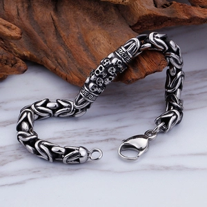 Retro titanium steel skeleton bracelet for men with vintage dragon bone chain design