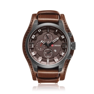 Men Quartz Watch Fashion Business Sport Wristwatch PU Leather Strap With Date Calendar Waterproof Alloy Case
