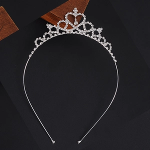 Sparkling silver princess crown headband with rhinestones for girls' formal events