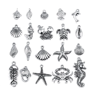 Antique Silver Alloy Charms Marine Life Sea Creatures Pendants For DIY Jewelry Making Bracelet Necklace Accessories