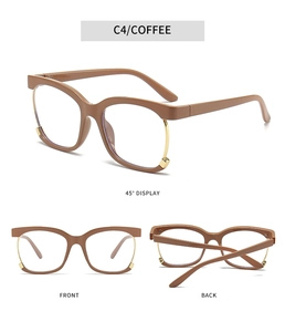 Detailed views of coffee brown semi-rimless anti-blue light glasses frame from multiple angles