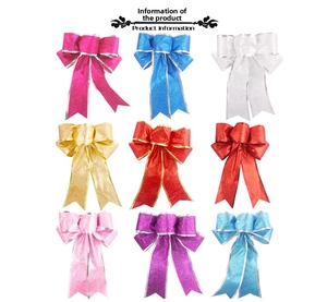 Detailed grid view of 25cm glitter Christmas bows in nine vibrant decorative colors