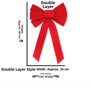 Dettaglio del fiocco di Natale in velluto rosso con dimensioni 40cm di altezza