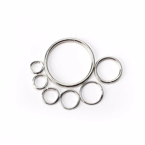 Set of seven sizes silver open jump rings for DIY jewelry and bracelet connections