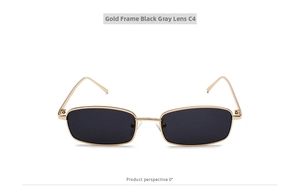 Detalle de gafas de sol cuadradas de metal dorado con lentes gris oscuro mod C4