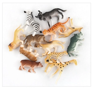 Lot de 12 figurines miniatures d'animaux sauvages avec lion, éléphant et girafe