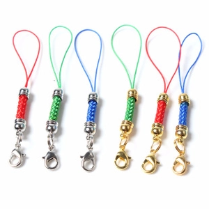 Colorful woven cord keychains with gold and silver lobster clasps for DIY jewelry making