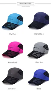 Six colors of quick-dry sports baseball caps with mesh vents and SPORTS logo