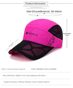 Detail view of quick-dry mesh sport cap with adjustable sizing and breathable fabric