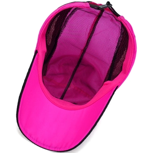 Quick-dry mesh baseball cap in rose pink with breathable interior and adjustable back strap