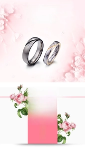 Detailed view of titanium steel couple rings with brushed finish and inlaid crystal detail