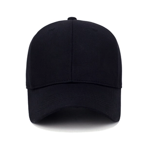 Classic plain black cotton baseball cap for men and women, adjustable outdoor sun hat