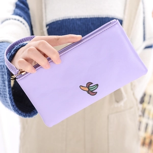 Purple PU leather cartoon banana clutch bag and coin purse with matching hand strap
