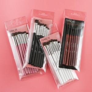 7-teiliges Lidschatten-Pinselset mit Echthaar und vier verschiedenen Griff-Farben