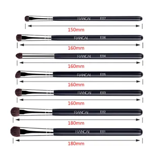 Größentabelle mit Längenangaben für 7 Make-up-Pinsel von 150 mm bis 180 mm