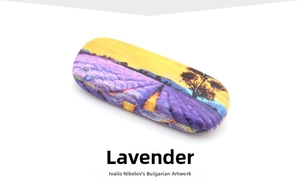 Hard shell glasses case with oil painting texture featuring a lavender field landscape
