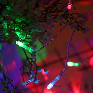 Waterproof LED fairy string lights with blue and green stars for festive indoor outdoor decor