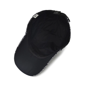 Casquette de baseball noire séchage rapide avec motifs blancs et boucle réglable