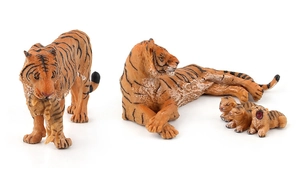Set dettagliato di 5 figurine realistiche della famiglia di tigri per gioco educativo