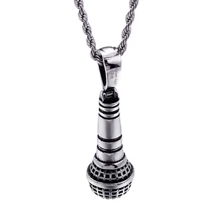 Retro Microphone Pendant 316L Stainless Steel Hip Hop Rock Punk Style For Men Jewelry Gift