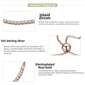 Details des S925 Sterlingsilber Tennis-Armbands in Roségold mit 3A Zirkonia-Steinen