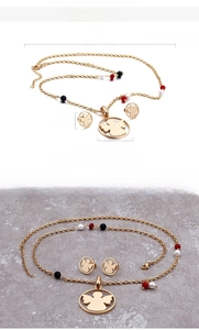 Detailed size specifications for 18K gold plated angel jewelry set with necklace and earrings