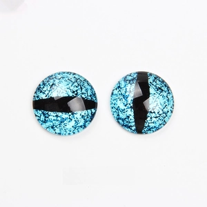 Detailed view of 20mm blue and black cat eye glass cabochons for DIY jewelry making