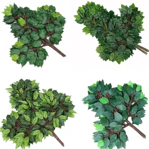 Artificial banyan tree branches with realistic green leaves for interior home decoration