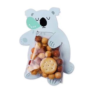 Creative koala candy packaging card with clear plastic bag for snacks and nuts