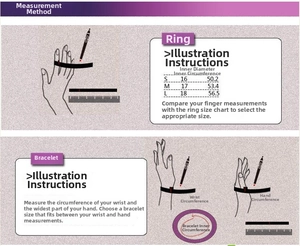 Detailed jewelry size chart showing inner diameter and circumference measurements