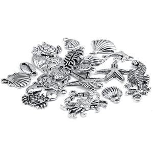 30pcs silver ocean charms set with turtle starfish and seahorse for DIY jewelry