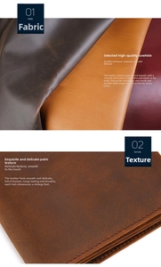 Detail of high-quality crazy horse leather textures and fine stitching on men's wallet
