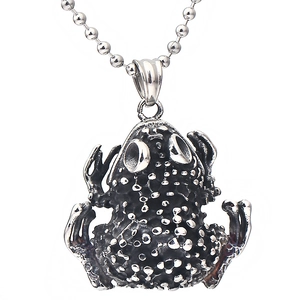 Frog Pendant Necklace 316L Stainless Steel Vintage Distressed Toad Animal Gothic Punk Streetwear Jewelry