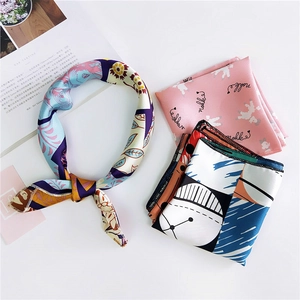 Elegant multi-pattern floral and geometric printed silk scarves for women professional styling