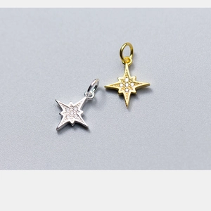 Pendentifs étoiles scintillants en argent S925 avec zircons en doré et argenté