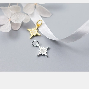 Pendentifs étoile scintillants en argent S925 doré et argenté avec zircons blancs