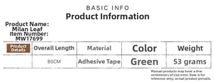 Detailed specifications for 80cm green Milan leaf artificial plant model MW17699